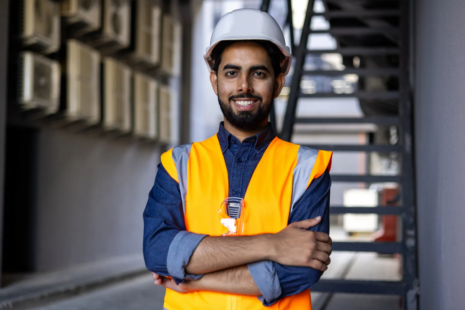 Engineer in a hard hat and safety vest